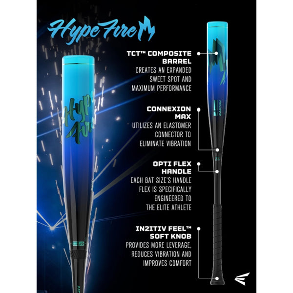 2027 Easton Hype Fire BBCOR Baseball Bat Info Graphic